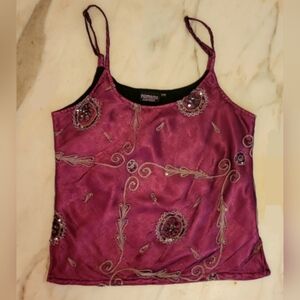 Y2K Nomads Clothing Magenta Embroidered Camisole